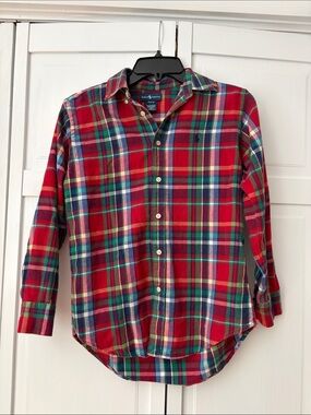 Polo by Ralph Lauren Red Green Plaid Button-Down Shirt size 10/12
